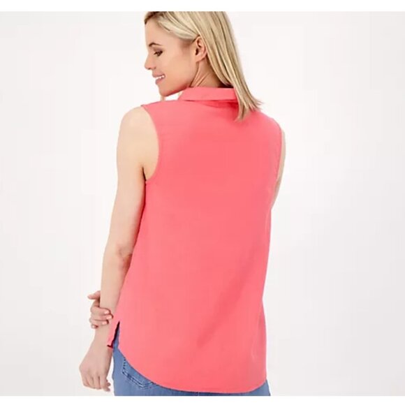 Joan Rivers Women Top Sz XL Sleeveless Linen Ladder Stitch Black A506530 - Picture 2 of 5